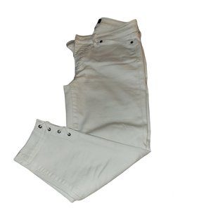 White Slim Ankle Denim Jeans with lace up ankles